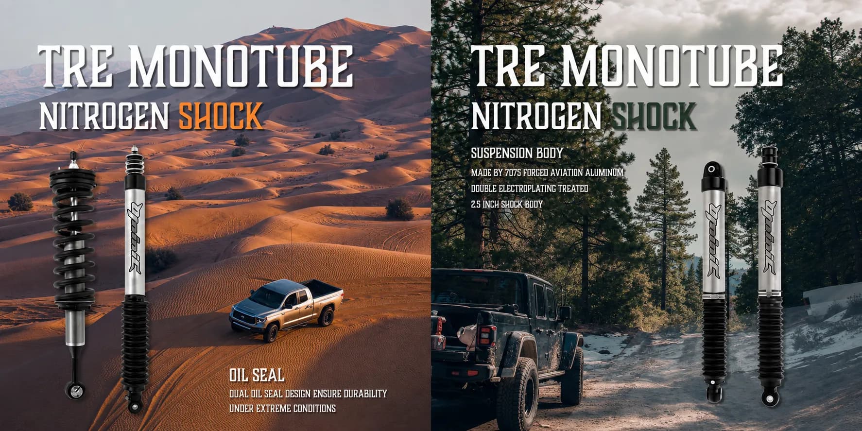 TRE Monotube Nitrogen Shock: doble sello de aceite y cuerpo de aluminio 7075